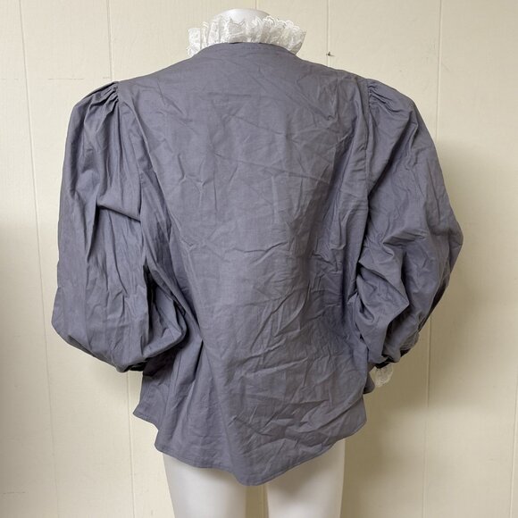 Recollections High Neck Blouse Womens XL Gray Modest Homesteader Reenactment - Picture 2 of 10